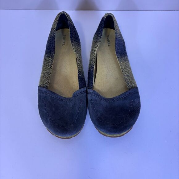 Sorel Women's Gray and Green Plaid Wool Flats 10.5 - Picture 5 of 8